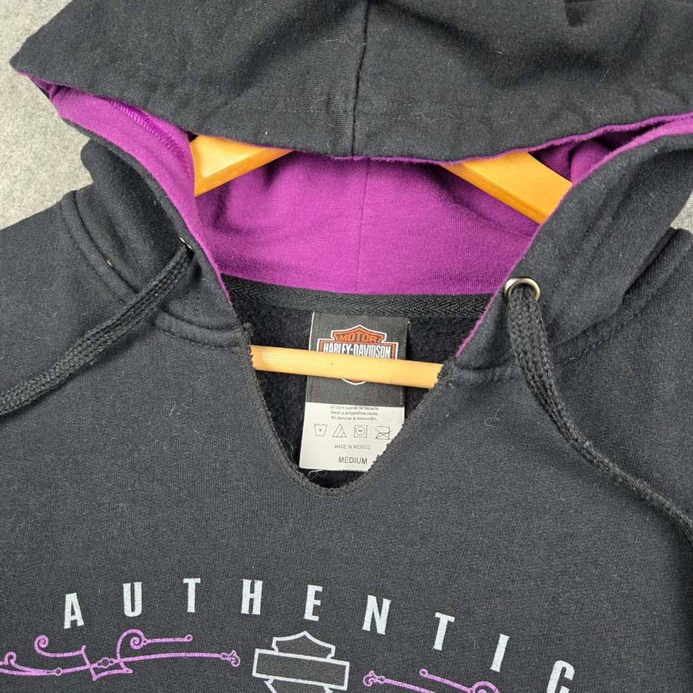 Harley-Davidson Hoodie Womens Medium Black Purple Panama City Beach Biker Y2K - Picture 4 of 10